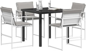 vidaXL Σέτ φαγητού για κήπο 5 pcs Λευκό και Ανοιχτό Γκρι