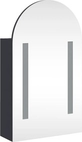 vidaXL Καθρέφτης Μπάνιου με Ντουλάπι &amp; LED Αψίδα Γκρι 42x13x70 εκ.