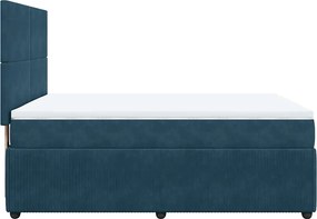 vidaXL Κρεβάτι Boxspring με Στρώμα Μπλε 160x200 εκ. Βελούδινο