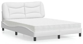 Κρεβάτι με Στρώμα Λευκό 120x200 εκ.από Συνθετικό Δέρμα