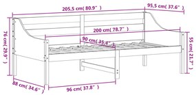 Καναπές Κρεβάτι Χωρίς Στρώμα 90x200 εκ. Μασίφ Ξύλο Πεύκου - Καφέ