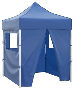 vidaXL Κιόσκι Πτυσσόμενο με 4 Πλευρικά Τοιχώματα Μπλε 2x2 μ. Ατσάλινο
