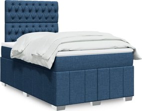vidaXL Κρεβάτι Boxspring με Στρώμα Μπλε 120x200 εκ. Υφασμάτινο