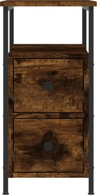vidaXL Κομοδίνα 2 τεμ. Καπνιστή Δρυς 30 x 60 x 60 εκ. Επεξεργ. Ξύλο