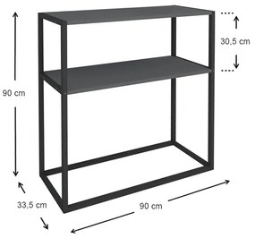 Κονσόλα Castel Megapap μεταλλική - μελαμίνης χρώμα μαύρο - ανθρακί 90x33,5x90εκ.