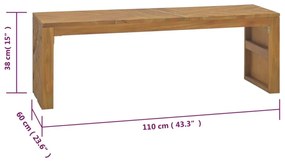 Έπιπλο Τηλεόρασης 110 x 60 x 38 εκ. από Μασίφ Ξύλο Teak - Καφέ