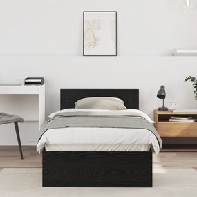 vidaXL Κρεβάτι  με Υποκείμενο Μαύρη Δρυς 90x200 cm Επεξεργασμένο Ξύλο