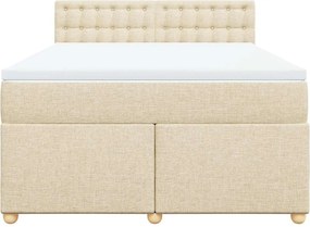 vidaXL Κρεβάτι Boxspring με Στρώμα Κρεμ 140x190 εκ. Υφασμάτινο