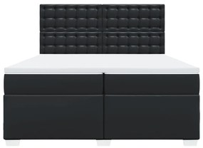 vidaXL Κρεβάτι Boxspring με Στρώμα Μαύρο 200x200 εκ. Συνθετικό Δέρμα