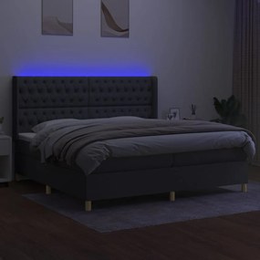 ΚΡΕΒΑΤΙ BOXSPRING ΜΕ ΣΤΡΩΜΑ &amp; LED ΣΚ.ΓΚΡΙ 200X200ΕΚ. ΥΦΑΣΜΑΤΙΝΟ 3139142