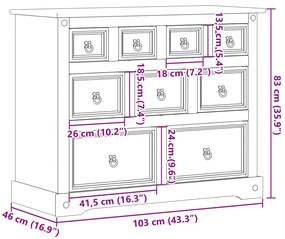 Συρταριέρα Corona 101 x 45 x 82 εκ. από Μασίφ Ξύλο Πεύκου - Καφέ