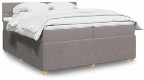 Κρεβάτι Boxspring με Στρώμα Taupe 200x200 εκ. Υφασμάτινο