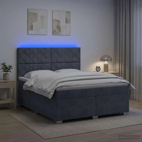 vidaXL Κρεβάτι box spring με στρώμα Σκούρο Γκρι 140 x 200 cm Βελούδο