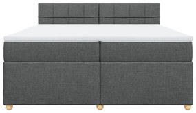 vidaXL Κρεβάτι Boxspring με Στρώμα Σκούρο Γκρι 200x200 εκ. Υφασμάτινο