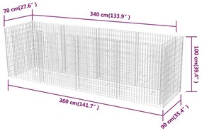 vidaXL Συρματοκιβώτιο - Γλάστρα Υπερυψωμένη 360x90x100 εκ. Ατσάλινη