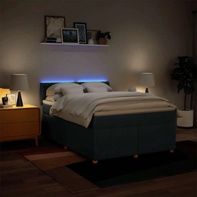 vidaXL Κρεβάτι Boxspring με Στρώμα Μπλε 140x190 εκ. Υφασμάτινο