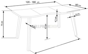 Jackson Ανοιγόμενη Τραπεζαρία Καφέ / Μαύρο 150-210x90x75