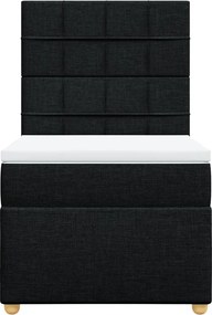 vidaXL Κρεβάτι Boxspring με Στρώμα Μαύρο 90x190 εκ.Υφασμάτινο