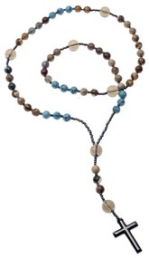 Κολιέ Men&#039;s Senza Multicolor Stones with Steel Cross