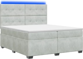 vidaXL Κρεβάτι box spring με στρώμα Ανοιχτό γκρι 200 x 200 cm Βελούδο