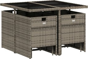 vidaXL Σετ Τραπεζαρίας Κήπου 9 τεμ. Γκρι Συνθ. Ρατάν με Μαξιλάρια