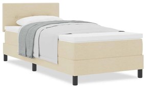 vidaXL Κρεβάτι box spring με στρώμα με στρώμα Κρεμ 90 x 200 cm ύφασμα