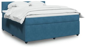 Κρεβάτι Boxspring με Στρώμα Μπλε 180x200 εκ. Βελούδινο