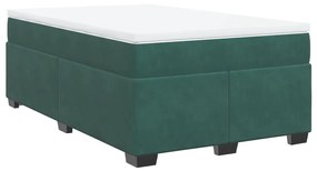 vidaXL Κρεβάτι Boxspring με Στρώμα Σκούρο Πράσινο 120x190εκ. Βελούδινο