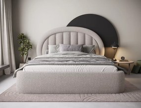 Επενδυμένο κρεβάτι Circle-140 x 200-Καφέ Ανοιχτό