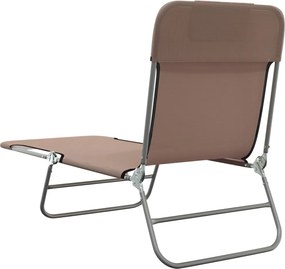 vidaXL Ξαπλώστρες Πτυσσόμενες 2 τεμ. Καφέ από Textilene &amp; Ατσάλι