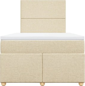 vidaXL Κρεβάτι Boxspring με Στρώμα Κρεμ 120x200 εκ. Υφασμάτινο