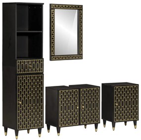 vidaXL Έπιπλα Μπάνιου Σετ 4 Τεμαχίων από Μασίφ Ξύλο Μάνγκο