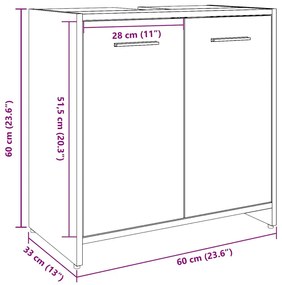 Ντουλάπι Νιπτήρα Μπάνιου Παλιό Ξύλο 60x33x60 εκ - Καφέ