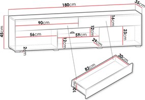 Έπιπλο τηλεόρασης Carrera-Leuko - 180.00Χ35.00Χ45.00cm