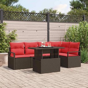 vidaXL Σετ Καναπέ Κήπου 6 τμχ. Καφέ Πολυ ράταν