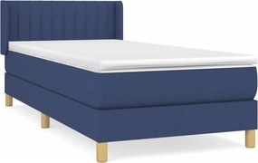 vidaXL Κρεβάτι Boxspring με Στρώμα Μπλε 90x200 εκ.Υφασμάτινο