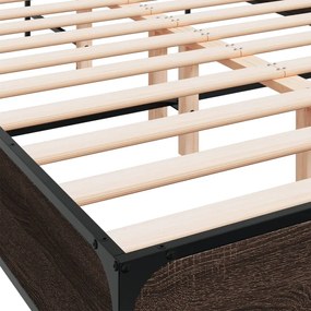 vidaXL Πλαίσιο Κρεβατιού Καφέ Δρυς 120x200 εκ. Επεξ. Ξύλο &amp; Μέταλλο
