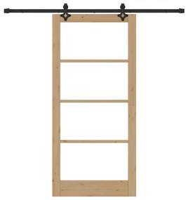 vidaXL Συρόμενη Πόρτα ORKDAL Καφέ 93 x 202 cm Ξύλο και μέταλλο