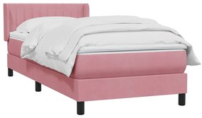 Κρεβάτι Boxspring με Στρώμα Ροζ 80x220 εκ. Βελούδινο - Ροζ