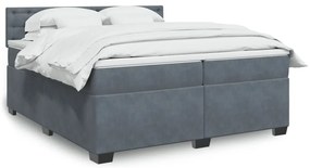 vidaXL Κρεβάτι Boxspring με Στρώμα Σκούρο Γκρι 200x200 εκ. Βελούδινο