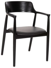 Πολυθρόνα Τραπεζαρίας Kween HM9634.02 58x53x80cm Από Ξύλο Μαόνι & Vinyl Black Wood, Technoderma