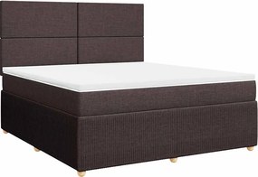 vidaXL Κρεβάτι Boxspring με Στρώμα Σκούρο Καφέ 180x200 εκ Υφασμάτινο