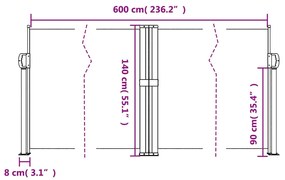 Σκίαστρο Πλαϊνό Συρόμενο Μπεζ 140 x 600 εκ. - Μπεζ