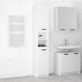 vidaXL Ντουλάπι Μπάνιου Λευκό 32 x 34 x 188,5 εκ. Επεξεργασμένο Ξύλο