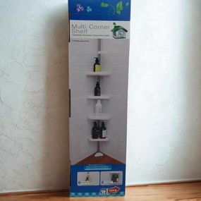 Πτυσσόμενη Γωνιακή Ραφιέρα Μπάνιου Πλαστική 4 Θέσεων 260cm