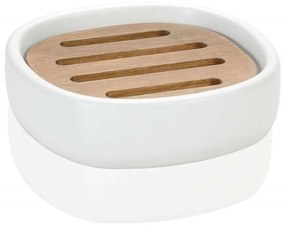 Σαπουνοθήκη Cermanic LBTAH-BA18221 13x13x4cm White-Natural Andrea House Ceramic,Wood