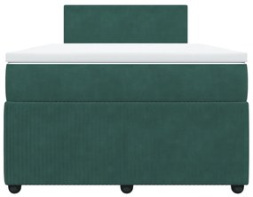 vidaXL Κρεβάτι Boxspring με Στρώμα Σκούρο Πράσινο 120x190εκ. Βελούδινο