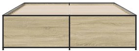 vidaXL Πλαίσιο Κρεβατιού Sonoma Δρυς 150x200 εκ. Επεξ. Ξύλο &amp; Μέταλλο