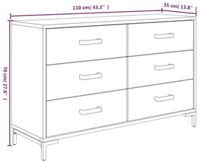 Ντουλάπι Καφέ 110 x 35 x 70 εκ. από Μασίφ Ξύλο Πεύκου - Καφέ