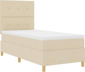 vidaXL LED Κρεβάτι με βάθρο με στρώμα Κρεμ 90 x 190 cm ύφασμα